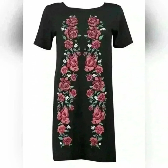 NEW NWT Boohoo Women's Mila Rose Printed Embroidered Shift Dress  Sz 4 US, 8 UK - Picture 4 of 9